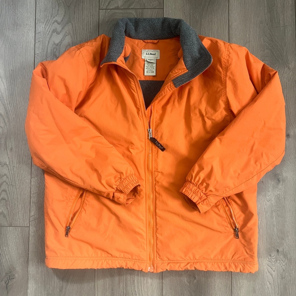 Vintage LL Bean Thinsulate Bomber Jacket Womens Large Petite Orange